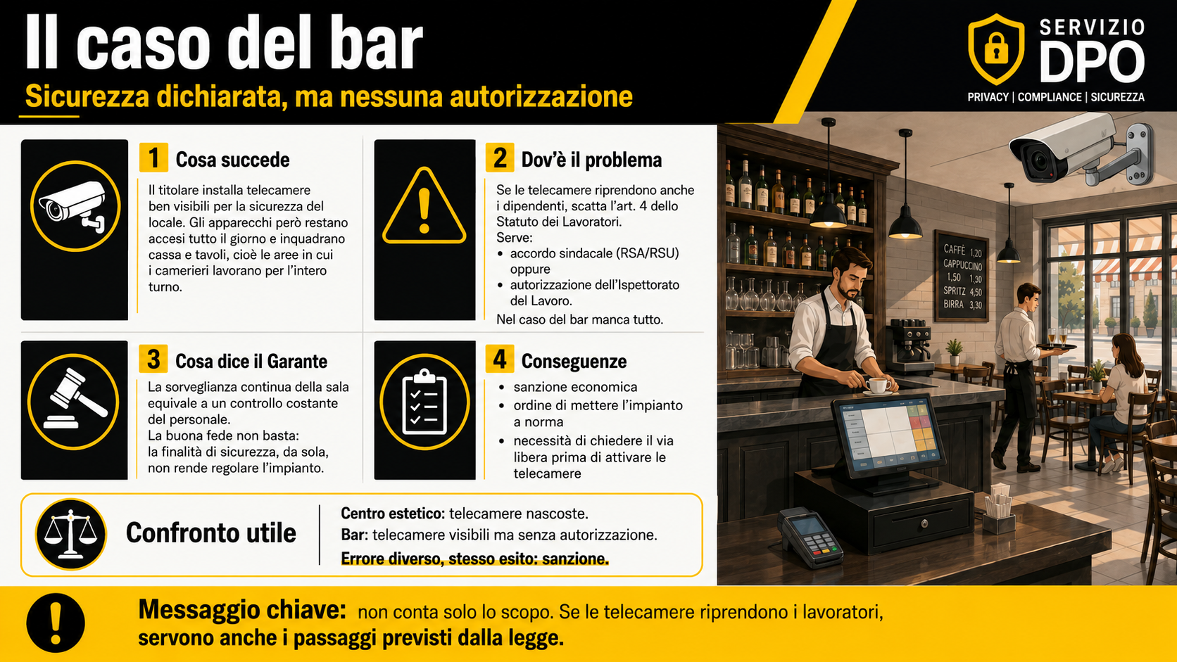 Il caso del bar: sicurezza dichiarata, ma nessuna autorizzazione 